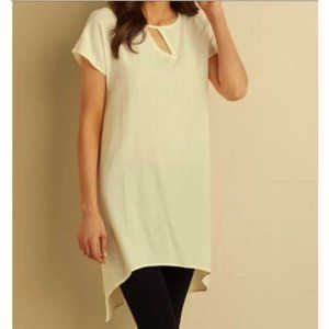 Soft Surroundings NEW Long Tunic Top Off White XL Gauze Pool Beach Cover Hi-Low